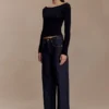 Paedyn Merino Wool Ribbed Long Sleeve Top – Black Paedyn Merino Wool Ribbed Long Sleeve Top – Black