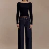Paedyn Merino Wool Ribbed Long Sleeve Top – Black Paedyn Merino Wool Ribbed Long Sleeve Top – Black