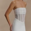 Palmer Mesh Corset Mini Dress – Ivory