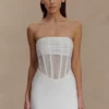 Palmer Mesh Corset Mini Dress – Ivory