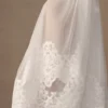 Paulette Lace Trim Veil – White