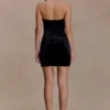 Paulina Velvet Strapless Mini Dress – Black