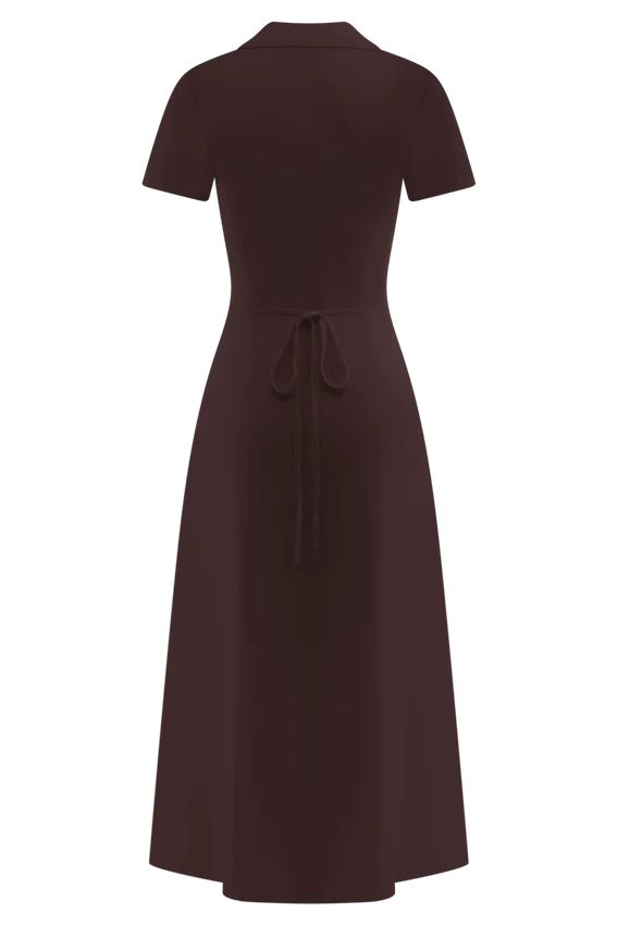 Pearson Short Sleeve Knit Midi Dress – Chocolate Pearson Short Sleeve Knit Midi Dress – Chocolate