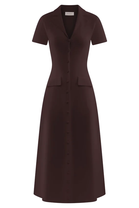 Pearson Short Sleeve Knit Midi Dress – Chocolate Pearson Short Sleeve Knit Midi Dress – Chocolate