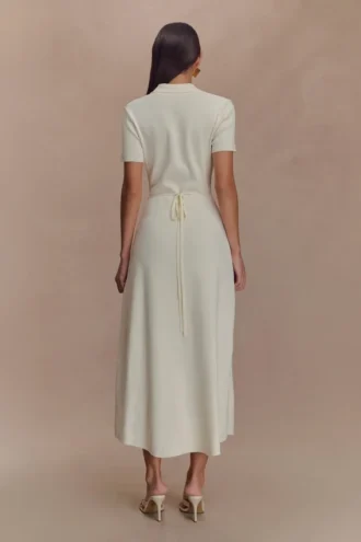Pearson Short Sleeve Knit Midi Dress – Ivory