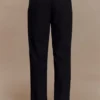 Penelope Pleated High Waisted Pants – Black