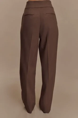 Penelope Pleated High Waisted Pants – Chocolate