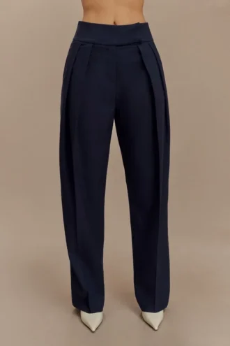 Penelope Pleated High Waisted Pants – Dark Navy Penelope Pleated High Waisted Pants – Dark Navy