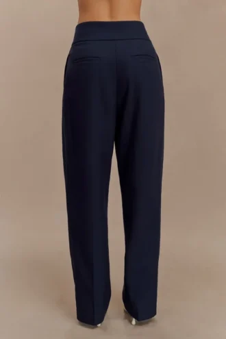 Penelope Pleated High Waisted Pants – Dark Navy Penelope Pleated High Waisted Pants – Dark Navy