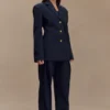 Penelope Pleated High Waisted Pants – Dark Navy Penelope Pleated High Waisted Pants – Dark Navy
