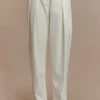 Penelope Pleated High Waisted Pants – Ivory