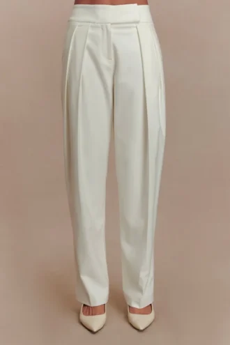 Penelope Pleated High Waisted Pants – Ivory Penelope Pleated High Waisted Pants – Ivory
