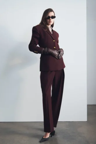 Penelope Pleated High Waisted Pants – Mahogany Penelope Pleated High Waisted Pants – Mahogany