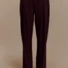 Penelope Pleated High Waisted Pants – Mahogany Penelope Pleated High Waisted Pants – Mahogany