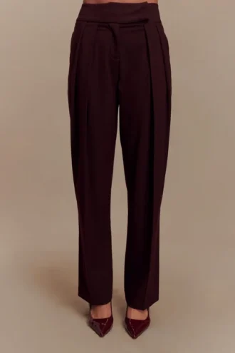 Penelope Pleated High Waisted Pants – Mahogany Penelope Pleated High Waisted Pants – Mahogany