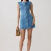 Penn Button Front Denim Mini Dress – Summer Blue