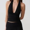 Peregrine Modal Gathered Halter Top – Black Peregrine Modal Gathered Halter Top – Black