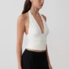 Peregrine Modal Gathered Halter Top – White Peregrine Modal Gathered Halter Top – White
