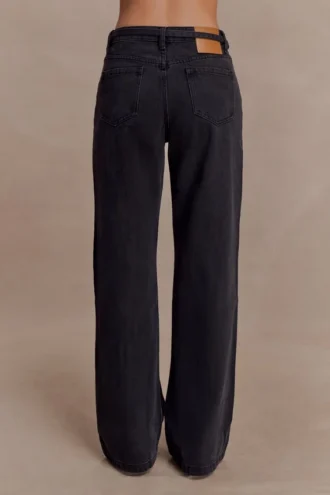 Perrie Mid Rise Straight Leg Tie Jeans – Washed Black Perrie Mid Rise Straight Leg Tie Jeans – Washed Black
