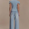 Perrie Mid Rise Straight Leg Tie Jeans – Washed Light Blue Perrie Mid Rise Straight Leg Tie Jeans – Washed Light Blue