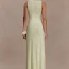 Perrie Slinky Ruched Maxi Dress – Pastel Lime Perrie Slinky Ruched Maxi Dress – Pastel Lime