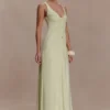 Perrie Slinky Ruched Maxi Dress – Pastel Lime Perrie Slinky Ruched Maxi Dress – Pastel Lime