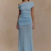 Petra Ruched Knit Maxi Skirt – Light Blue Petra Ruched Knit Maxi Skirt – Light Blue
