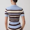 Philly Stripe Knit Button Up Top – Chocolate/Blue Philly Stripe Knit Button Up Top – Chocolate/Blue