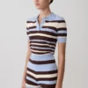 Philly Stripe Knit Button Up Top – Chocolate/Blue Philly Stripe Knit Button Up Top – Chocolate/Blue