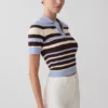 Philly Stripe Knit Button Up Top – Chocolate/Blue Philly Stripe Knit Button Up Top – Chocolate/Blue