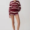 Philly Stripe Knit Short – Burgundy/Cream