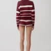 Philly Stripe Knit Short – Burgundy/Cream