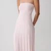Pia Ribbed Strapless Maxi Dress – Baby Pink Pia Ribbed Strapless Maxi Dress – Baby Pink