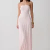 Pia Ribbed Strapless Maxi Dress – Baby Pink Pia Ribbed Strapless Maxi Dress – Baby Pink
