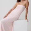 Pia Ribbed Strapless Maxi Dress – Baby Pink Pia Ribbed Strapless Maxi Dress – Baby Pink