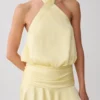 Poppy Satin Halter Mini Dress – Lemon