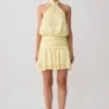 Poppy Satin Halter Mini Dress – Lemon