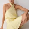 Poppy Satin Halter Mini Dress – Lemon
