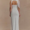 Pruedance Slinky Draped Top With Mesh Overlay – White Pruedance Slinky Draped Top With Mesh Overlay – White