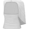 Pruedance Slinky Draped Top With Mesh Overlay – White Pruedance Slinky Draped Top With Mesh Overlay – White