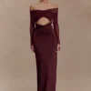 Rafaella Slinky And Mesh Maxi Dress – Mahogany Rafaella Slinky And Mesh Maxi Dress – Mahogany