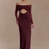 Rafaella Slinky And Mesh Maxi Dress – Mahogany Rafaella Slinky And Mesh Maxi Dress – Mahogany