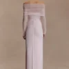 Rafaella Slinky And Mesh Maxi Dress – Pale Pink
