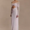 Rafaella Slinky And Mesh Maxi Dress – Pale Pink