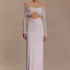 Rafaella Slinky And Mesh Maxi Dress – Pale Pink