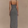Raven Striped Knit Midi Dress – Black/White Raven Striped Knit Midi Dress – Black/White