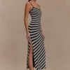 Raven Striped Knit Midi Dress – Black/White Raven Striped Knit Midi Dress – Black/White