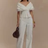 Rayne Off Shoulder Denim Top – White Rayne Off Shoulder Denim Top – White