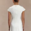 Remi Suiting Mini Dress With Floral Hardware – White Remi Suiting Mini Dress With Floral Hardware – White