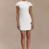 Remi Suiting Mini Dress With Floral Hardware – White Remi Suiting Mini Dress With Floral Hardware – White
